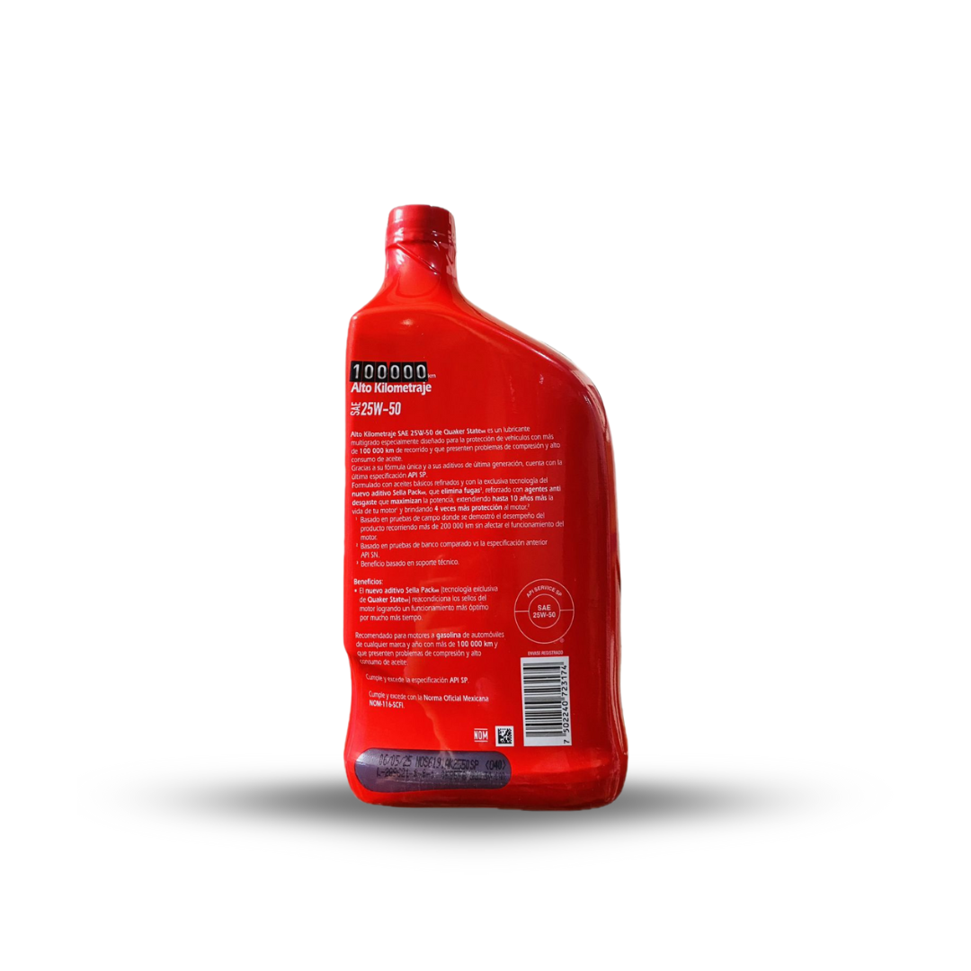 ACEITE QUAKER SAE 25W50 ALTO KILOMETRAJE  LITRO - Imagen 2