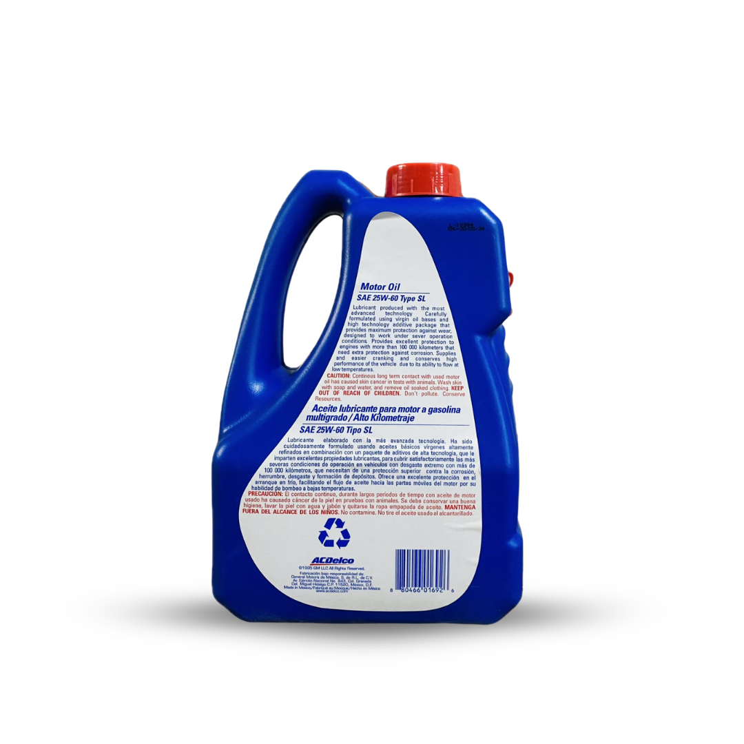 ACEITE AC DELCO 25W60 ALTO KILOMETRAJE GARRAFA - Imagen 2