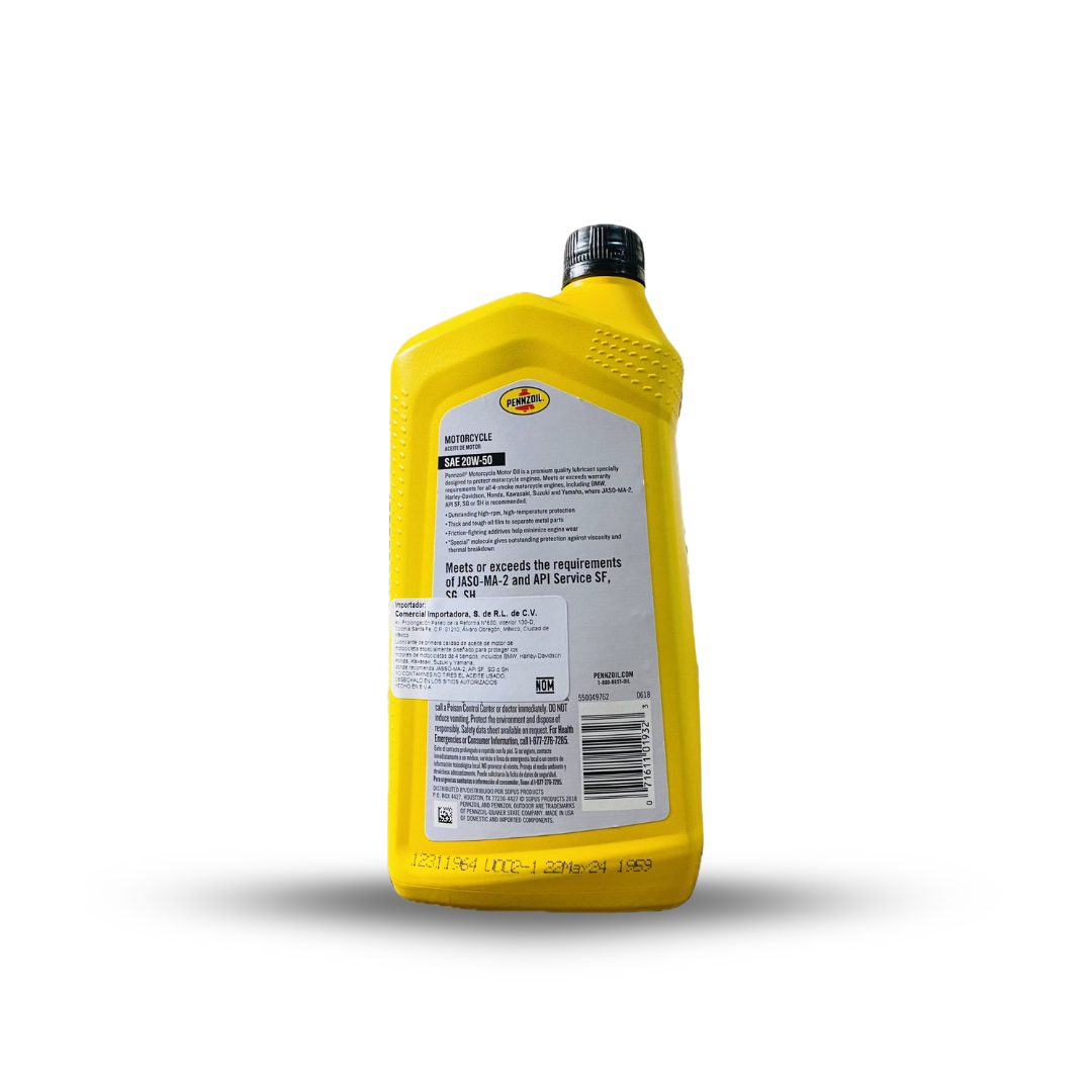 ACEITE PENNZOIL 20W50 PARA MOTO 1LT - Imagen 2