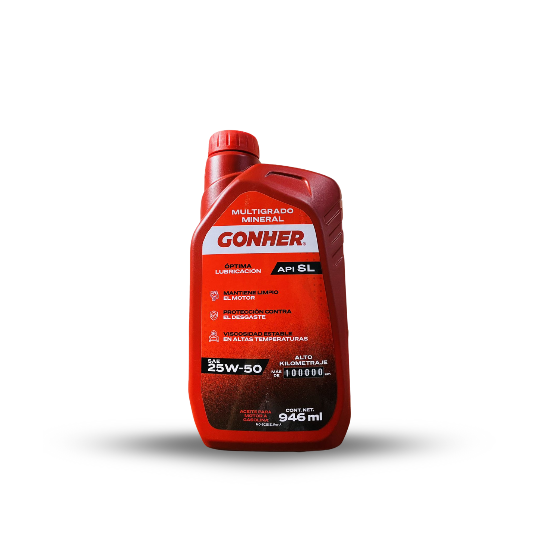 ACEITE GONHER 25W50 ALTO KILOMETRAJE LITRO