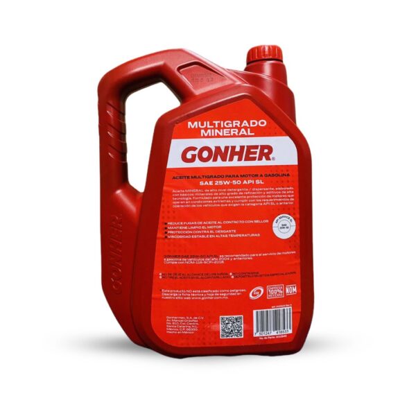 ACEITE GONHER 25W50 ALTO KILOMETRAJE GARRAFA - Imagen 2