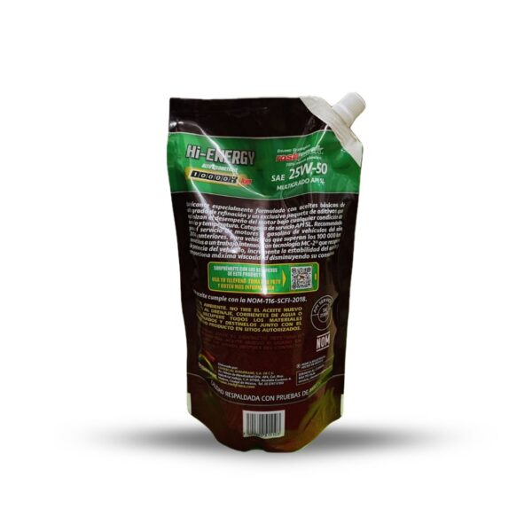 ACEITE ROSHFRANS 25W50 ALTO KILOMETRAJE BOLSA - Imagen 2