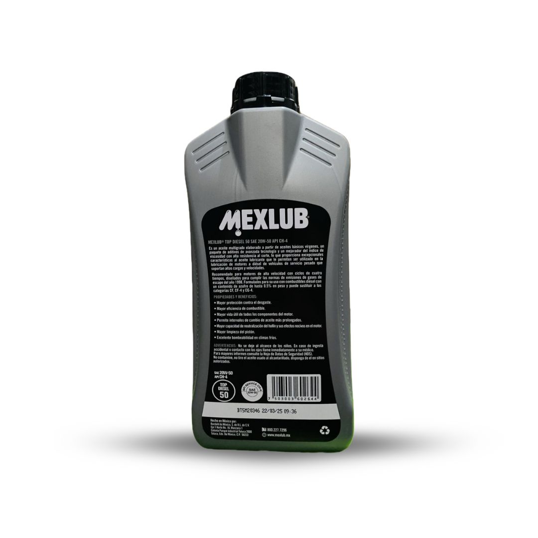 ACEITE MEXLUB DIESEL 20W50 LITRO - Imagen 2
