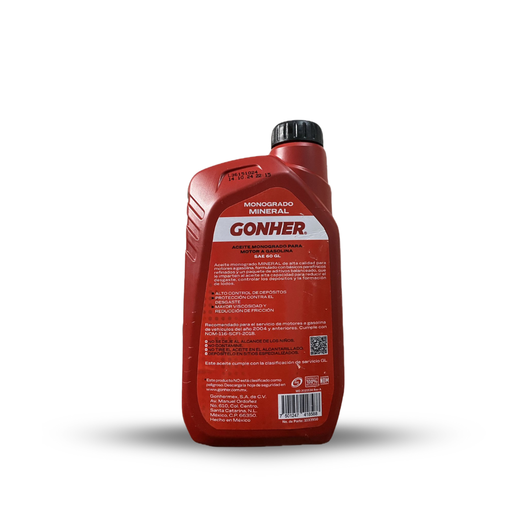 ACEITE GONHER SAE 60 1L MONOGRADO - Imagen 2