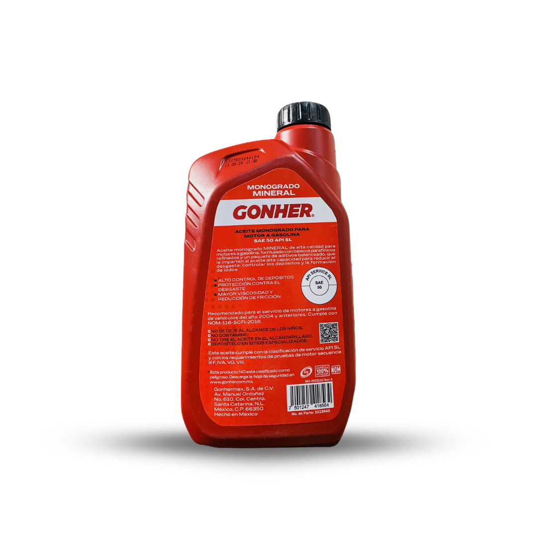 ACEITE GONHER SAE 50 1L MONOGRADO - Imagen 2