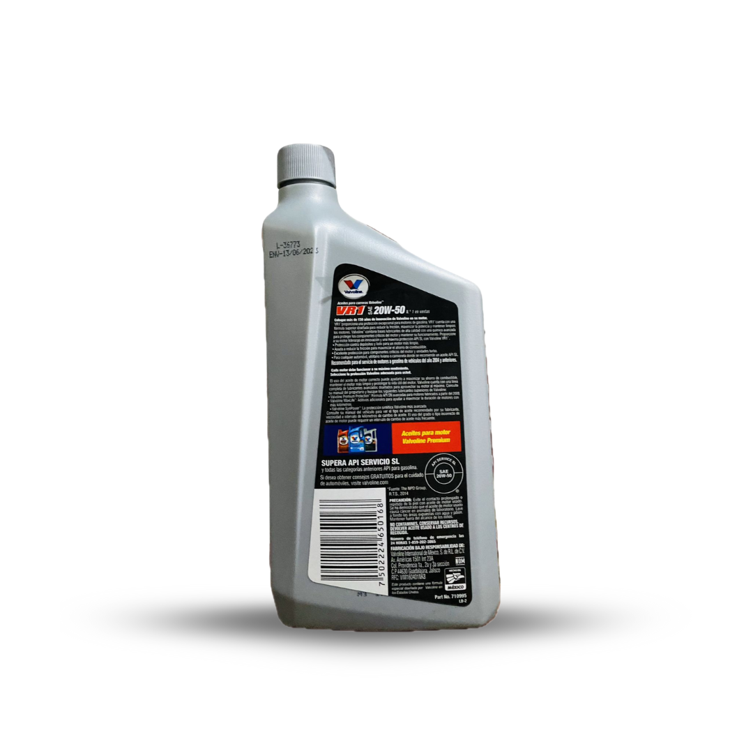 MOTOR OIL VALVOLINE VR1 RACING SAE 20w-50 946ML - Imagen 2