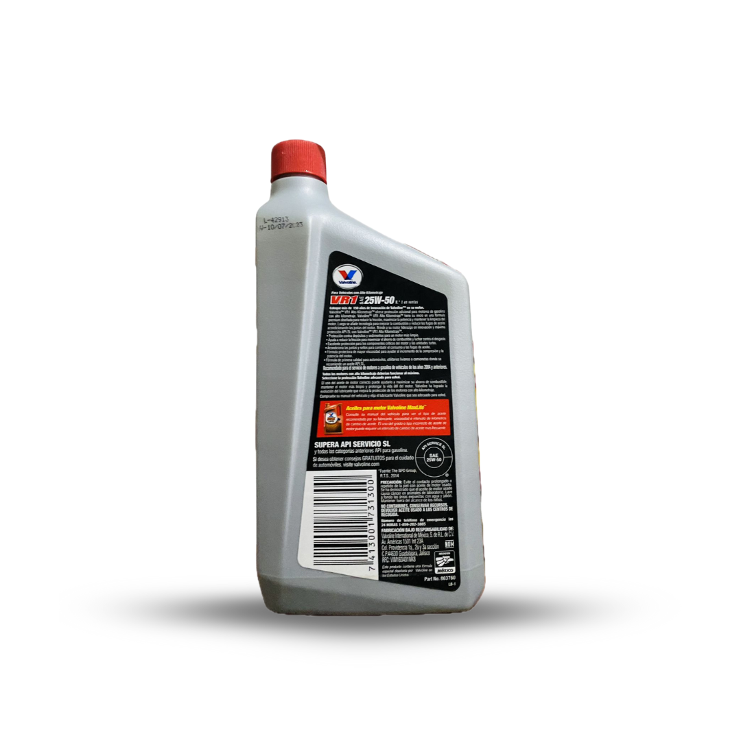 Aceite Para Motor A Gasolina Vr1 25w-50 Valvoline 946ML - Imagen 2